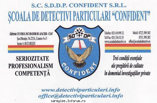 scoala de detectivi confident, si desfasoara cursuri de pregatire in vederea sustinerii examenului